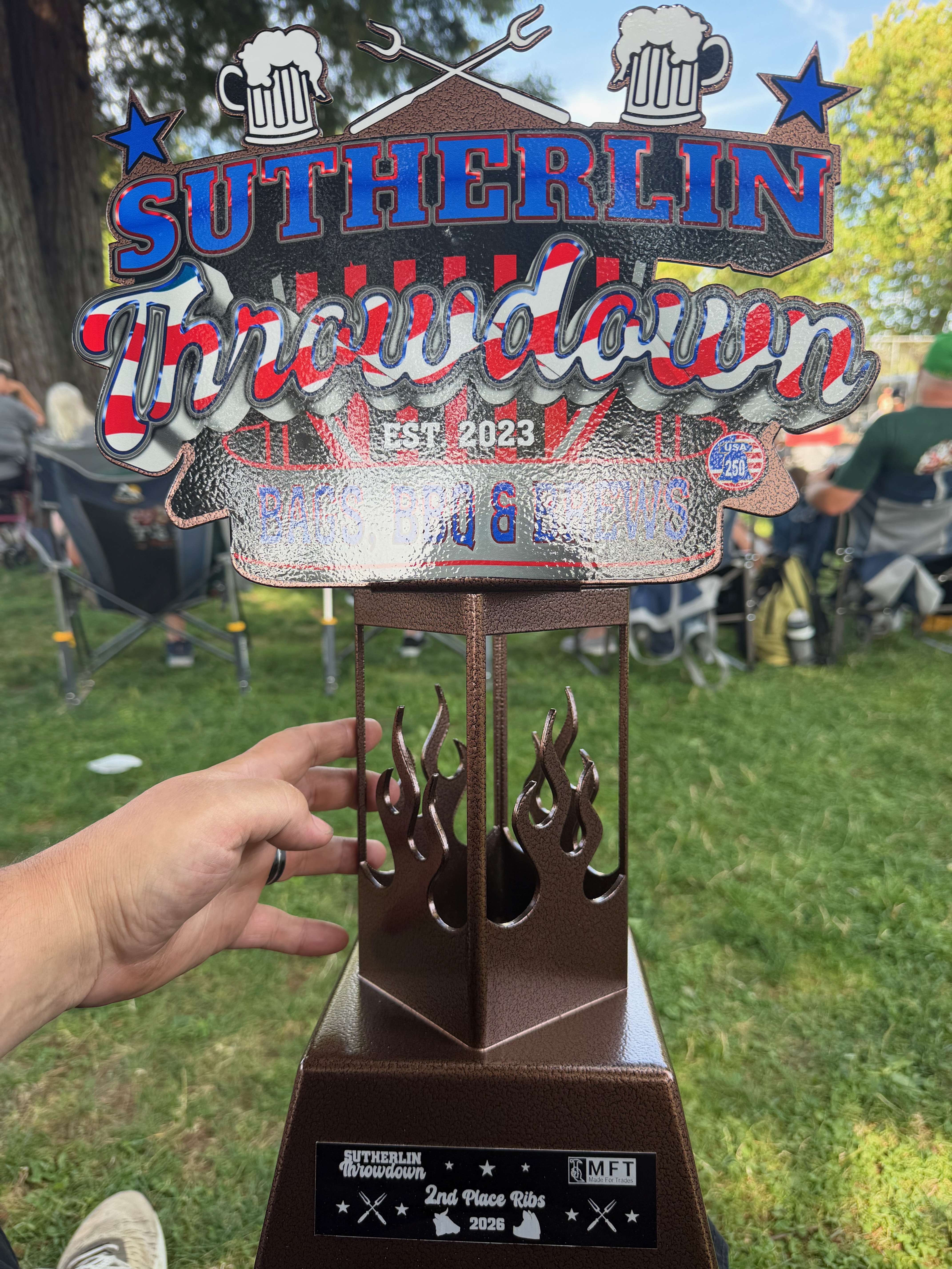 Sutherlin Throwdown second place ribs trophy, 2026